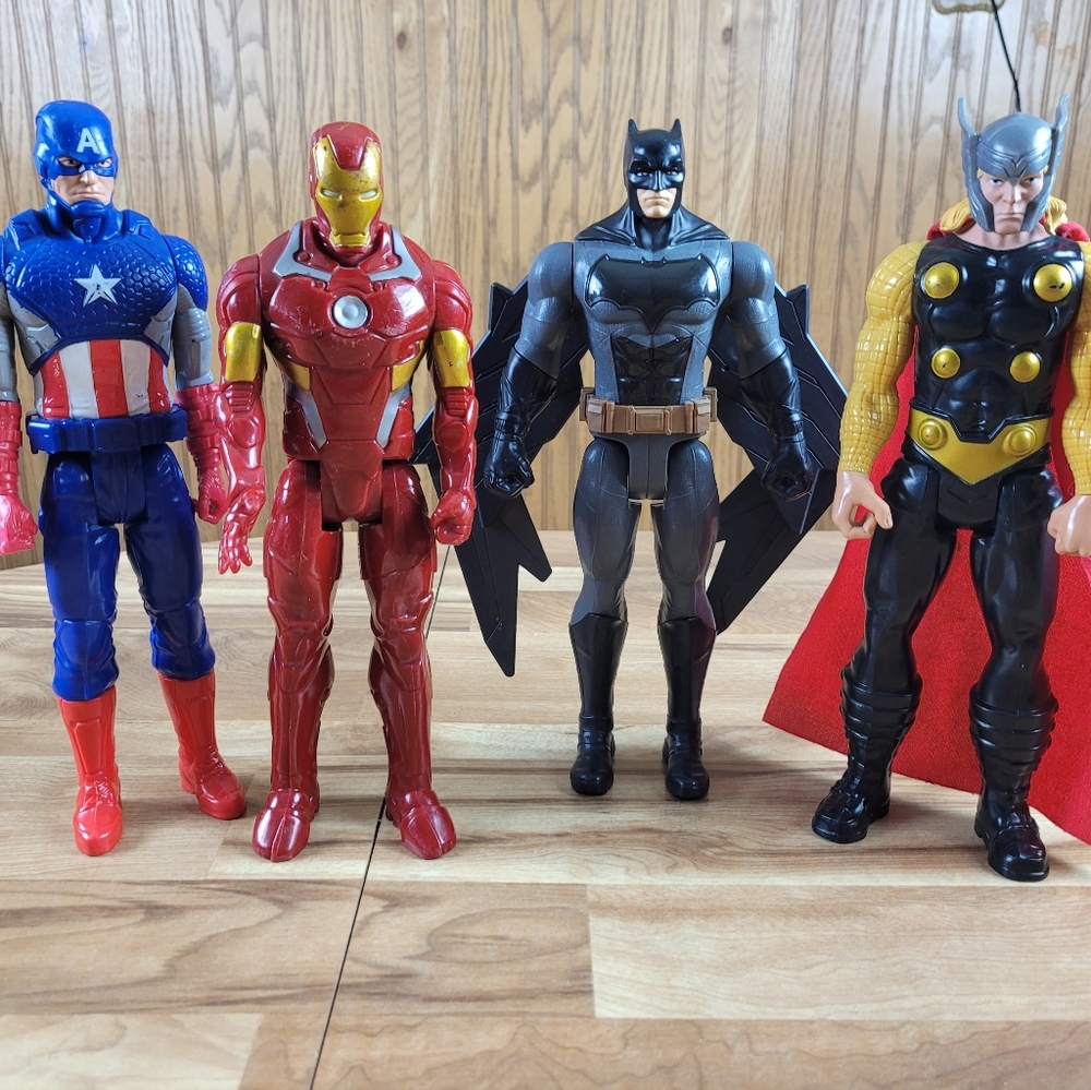 Marvel DC Comics Superheroes 12" Doll Action Heroes Lot of 4